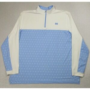 Good Good Golf Sweater Mens 3XL Blue White Quarter Zip Pullover Performance